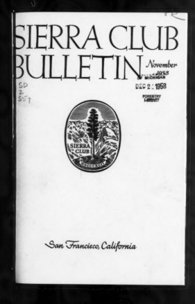 Sierra Club Bulletin 1958 Vol 43 No 9 November cover